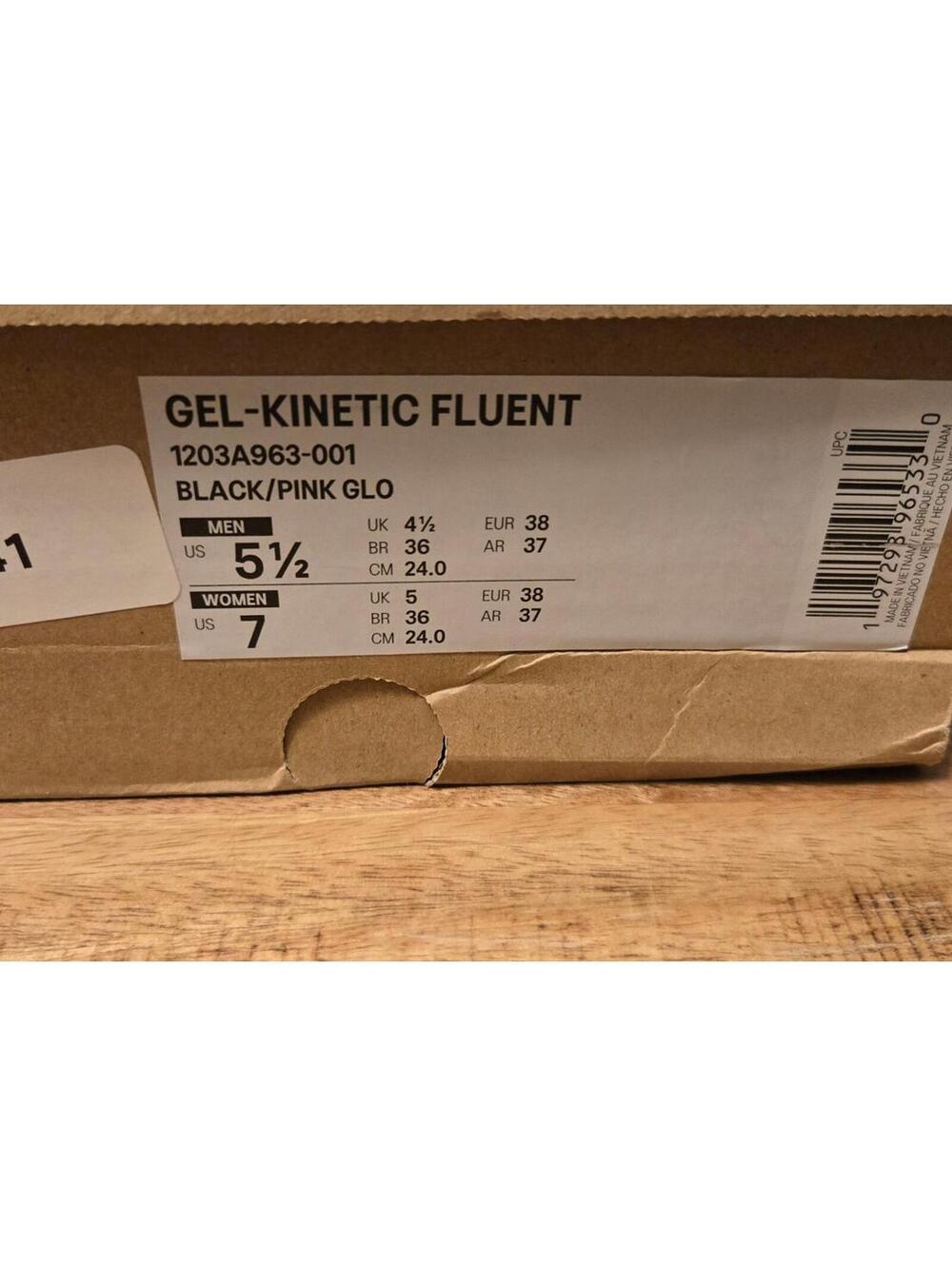 NEW ASIC Gel Kinetic Fluent Black Pink Glo Running Shoes, Size 7 Women / 5.5 men - Picture 5 of 15